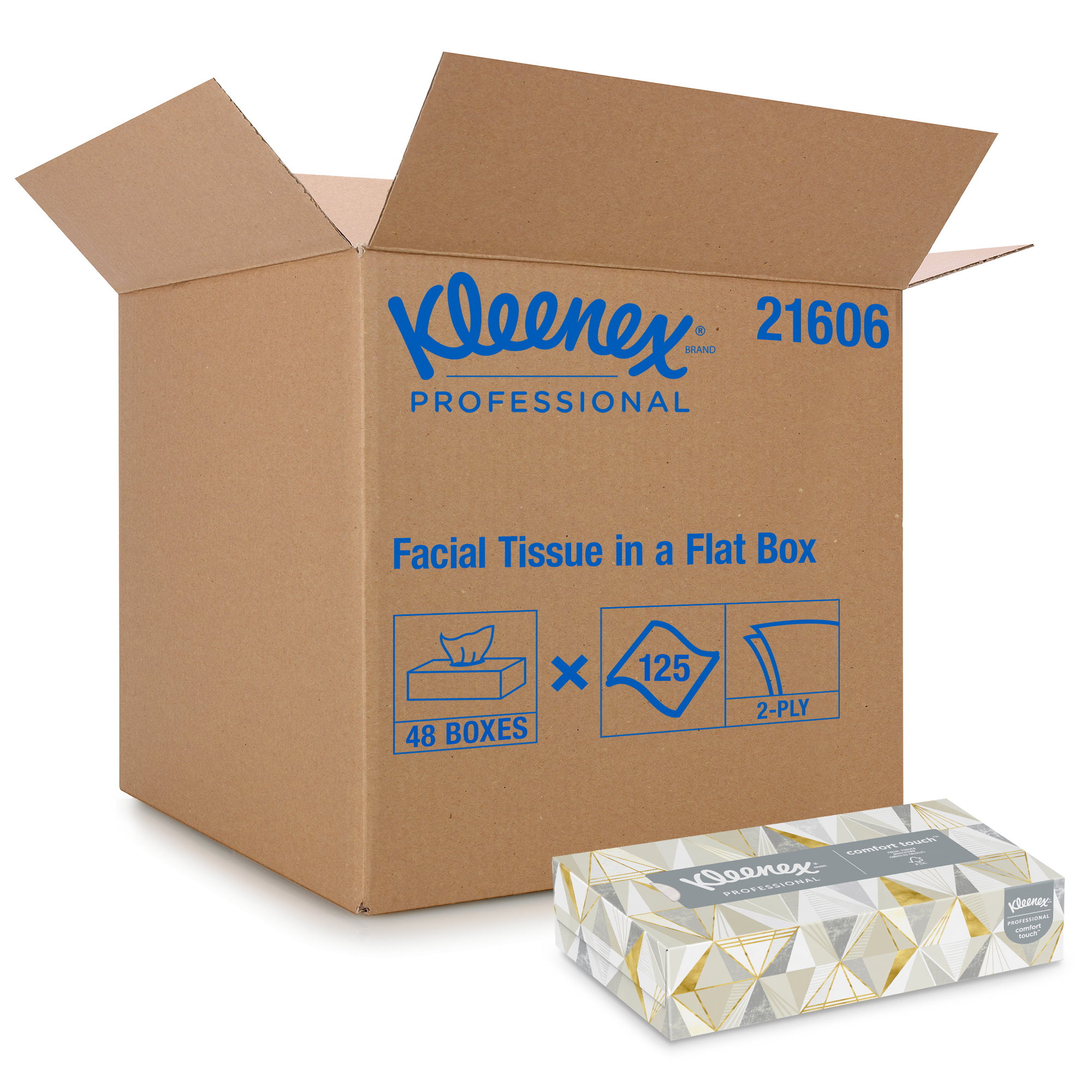 FACIAL TISSUE KLEENEX FLAT
BOX 2-PLY WHITE 48 BOXES OF
125
