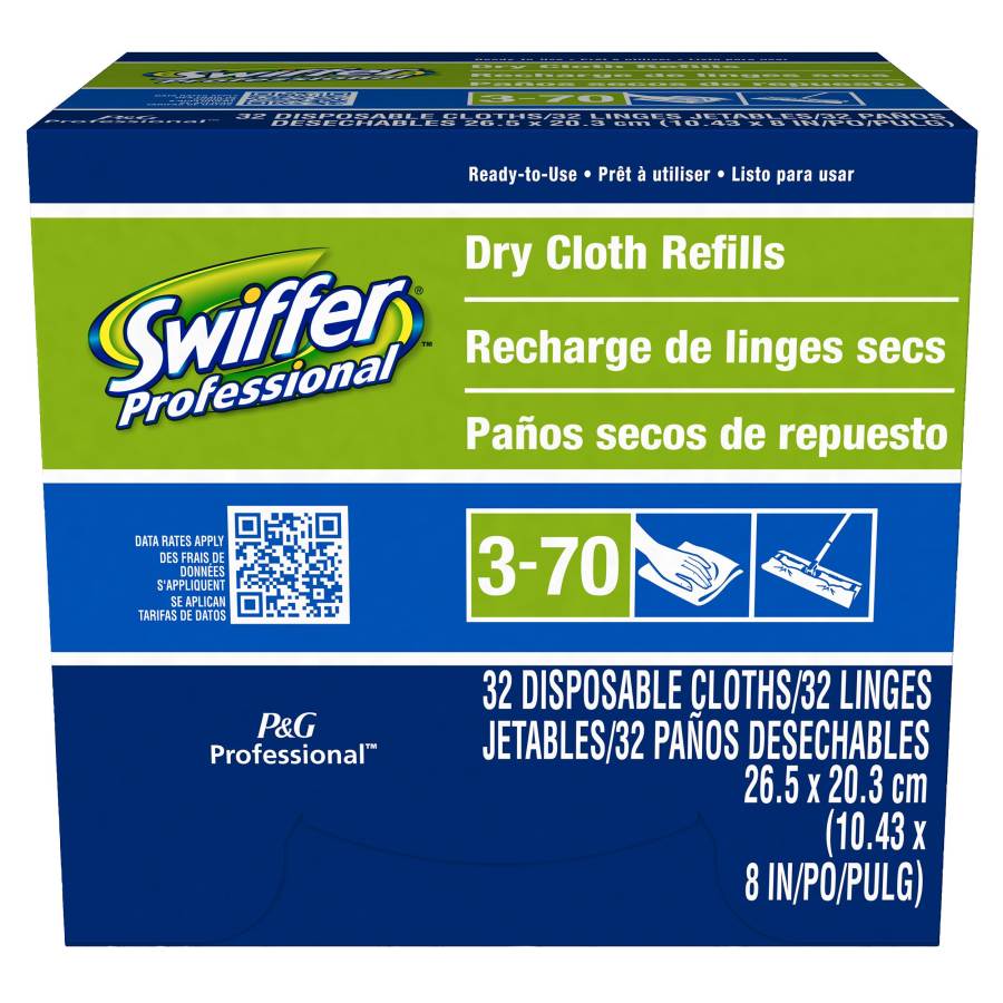 SWIFFER DISPOSABLE DRY CLOTHS
REFILLS 32 CLOTHS PER BOX (6
BOXES PER CASE)