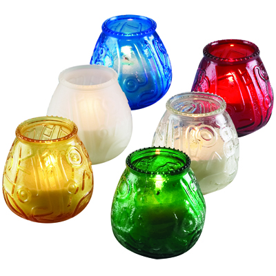 CANDLE GLASS AMBER STERNO 
VENETIANS 12 PER CASE