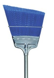 BROOM 9&quot; BLUE FLAGGED POLY ANGLE STEEL HANDLE