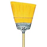 BROOM 9&quot; YELLOW FLAGGED POLY
ANGLED WOOD HANDLE