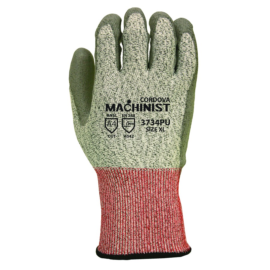 GLOVES MACHINIST 13 GAUGE HPPE/GLASS SHELL PALM COATED