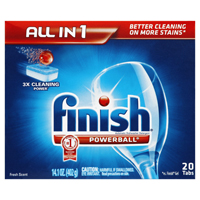 ELECTRASOL FINISH 2 IN 1 TABS WITH JET DRY POWERBALL 20 CT