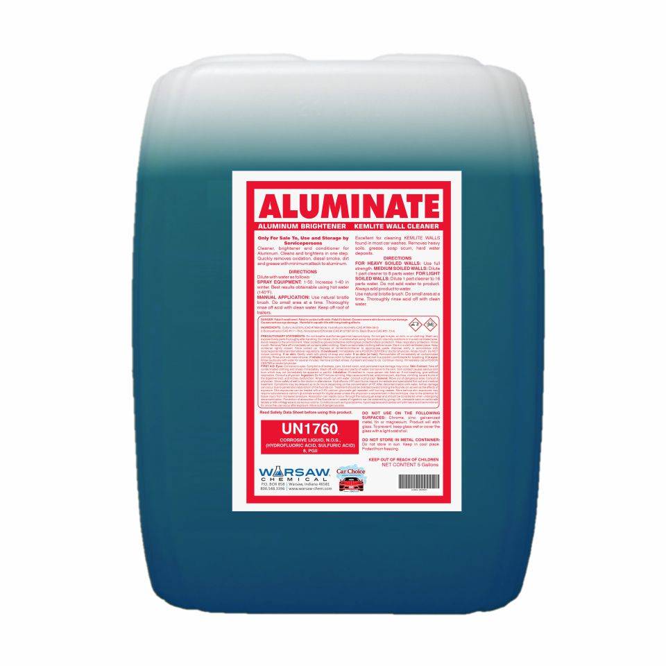 ALUMINATE SUPER CONCENTRATE
LIQUID ALUMINUM AND STAINLESS
STEEL CLEANER 5 GALLON PAIL