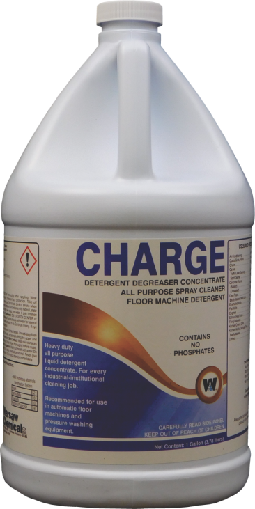 CHARGE DETERGENT DEGREASER
CONCENTRATE RECOMMENDED FOR
USE IN AUTO
SCRUBBERS/PRESSURE (4 GALLON
CASE)