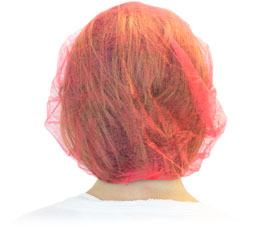 HAIR NETS SIZE 24 100 PER
BAG RED BOUFFANT ( 10 BAGS PER
CASE)