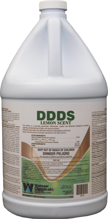DDDS LEMON (4 GALLON CASE) ONE
STEP GERMICIDAL DISINFECTANT,
CLEANER AND DEODORANT