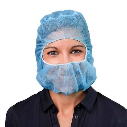 HOOD SPUNBOUND POLYPROPYLENE LATEX FREE BLUE 1000 PER CASE