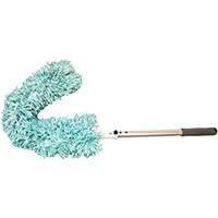 DUSTER FPEXABLE WITH 12&quot;
HANDLE AND WAVE MICROFIBER
SLEEVE WITH 2&#39; LONG STRANDS
GREEN &amp; WHITE