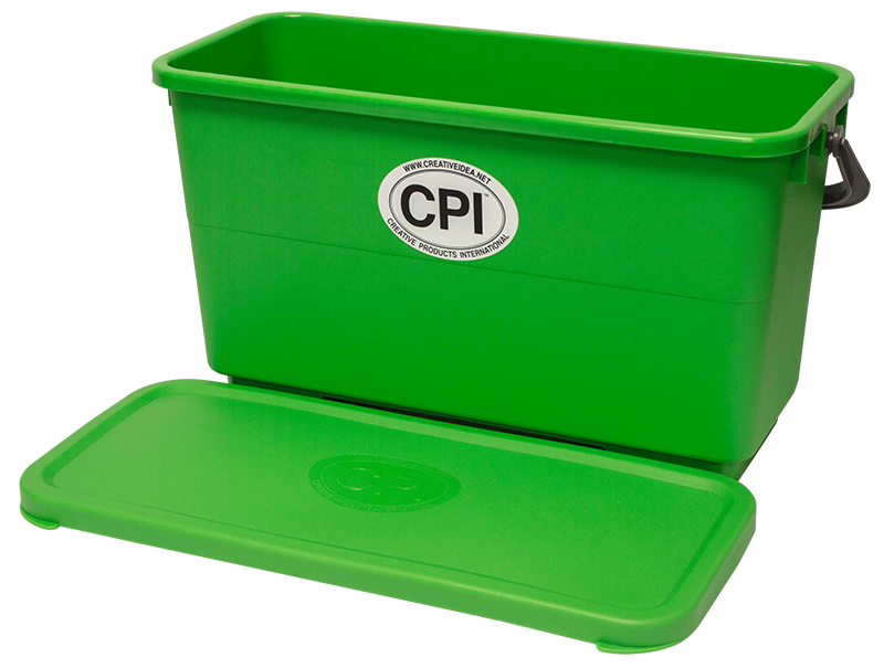 BUCKET WITH SEALED LID 6 GAL
,GRADUATION MARKS IN GALLONS
AND LITERS CARRING HANLE 20 X
8 X 10.5H LIME GREEN