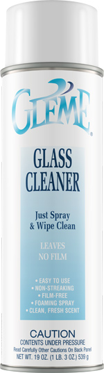GLASS CLEANER GLEME 19 OZ CAN
(12 CANS PER CASE)
