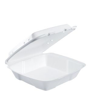 TO-GO FOAM 1 COMPARTMENT HINGED WHITE VENTED 9.4 X 9 X
