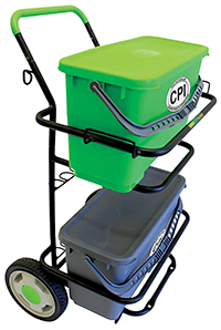 CART DOLLY METAL WITH 6 GALLON
BUCKET AND SEALED LID ( LIME
GREEN &amp; GRAY ) FIXED WHEELS,
5 POSISION HANDLE HOLDER, WET
FLOOR SIGN HOLDER - BLACK
W/LIME GREEN RUBBER COATED
PUSH HANDLE