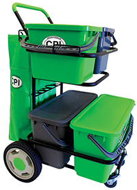 CART DOUBLE METAL DOLLY W/ 2
-6 GAL BUCKETS W/ SEALED LID (
1-BLUE &amp; 1-RED), 2 - 3.5 GAL
BUCKETS W/SEALED LID ( 1-RED
&amp; 1-LIME GREEN) CASTER WHEELS
(2) BAG (1) 5 POSISION HANDLE
HOLDER, WET FLOOR SIGN HOLDER
- BLACK W/ LIME GREEN RUBBER
COATED PUSH HANDLE