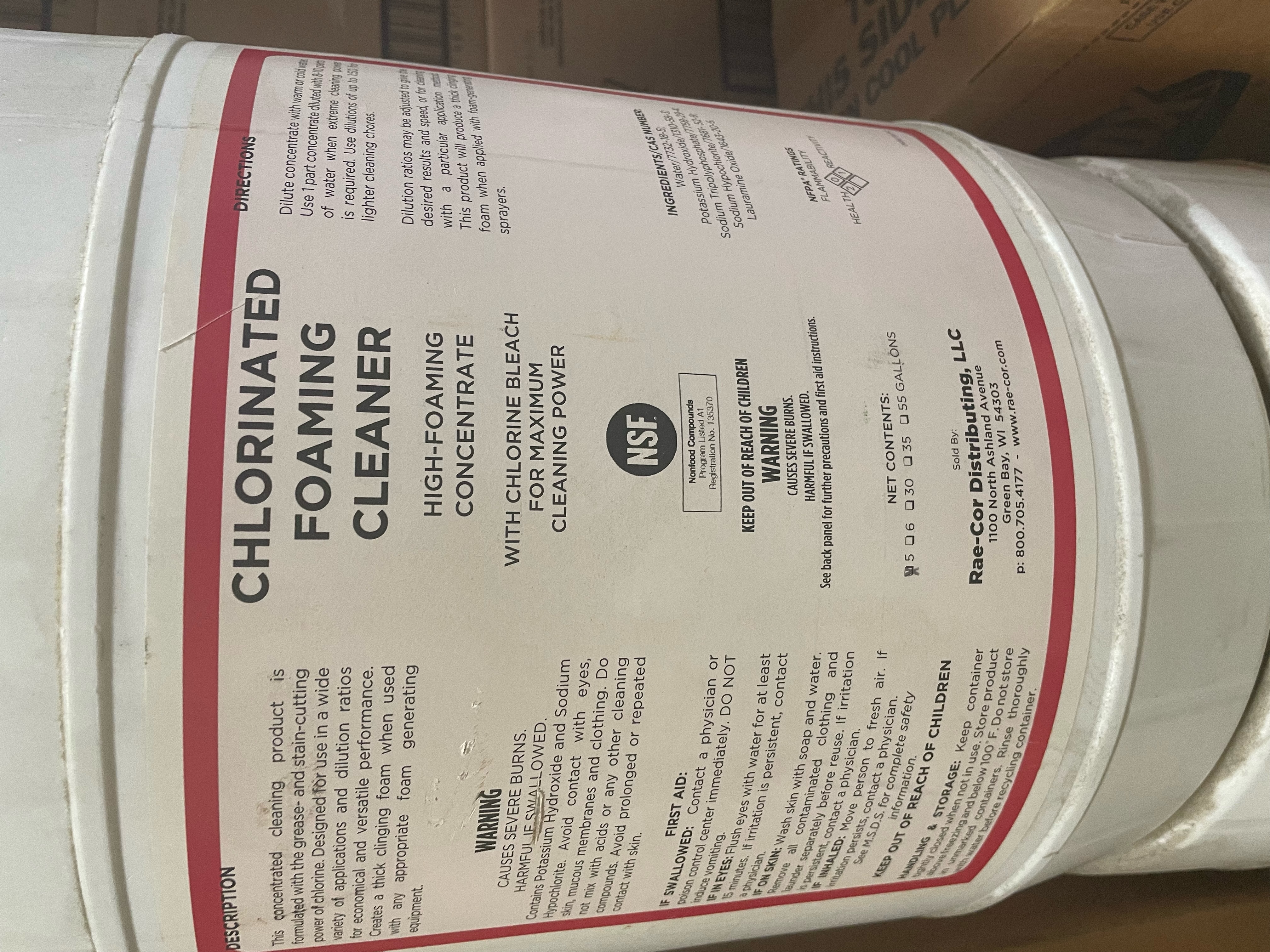 CHLORINATED FOAMING CLEANER 5
GALLON PAIL